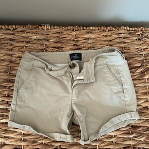American Eagle Outfitters Tan Bermuda Shorts Casual Cotton Blend